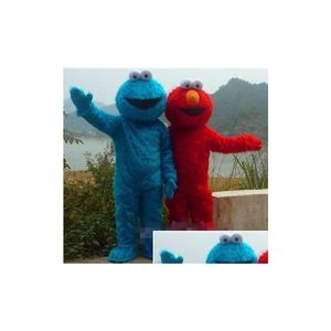 Mascote de alta qualidade dois pcs vermelho azul biscoito rua biscoito monstro traje animal carnaval adicionar entrega de gota trajes de vestuário dh6dv