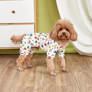 犬のアパレル秋と冬のペットの服かわいい漫画パターン薄いぬいぐるみジャンプスーツ小さなミディアムサイズのパジャマヨークシャープードル