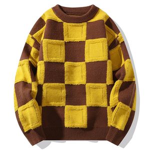 Men's Sweaters Man Woman Knit Sweater round Neck Long Sleeve Mens Fashion Designer Autumn Winter Clothes Slim Fit Pullovers Jumper Lattice splice Asian size M-3XL