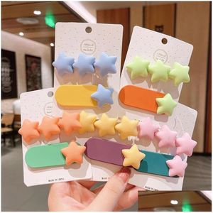 Haarschmuck Set Mädchen Niedliche Cartoon Herzen Sterne Candy Farbe Haarnadeln Kinder Schöne Clips Haarspangen Stirnband Kinder Drop Lieferung Dhetv