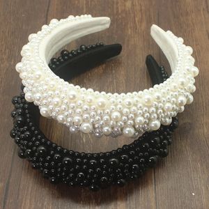 Headbands White Black Pearl Headdress Fashion Hair Band Luxury Baroque Headband Wedding Headwear Women Bridal Accessories 231025