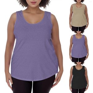 Women's Blouses Crewneck Basic Tank Tops Plus Size Casual Loose Sleeveless Shirts Scoop Neck Sleveless Sports Tee Big Camis