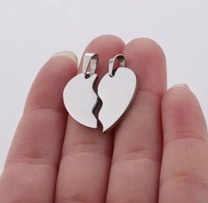 Pendant Necklaces 20pcs 100 Mirror Polished Stainless Steel Heart Blank Puzzle Charm Broken Pendants High Wholesale 231026