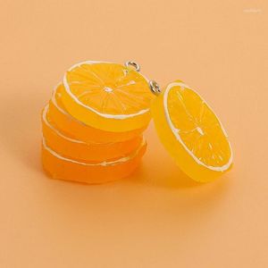 Charms 10sts harts Fruit Lemon Orange Pendant för Cabochon Creative Round Food KeyChain Necklace Jewlery Fynd DIY