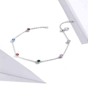 21 5 cm ankeln 925 Sterling Silver Romantic Small Round Zircon Charm Anklet for Women S925 Ankle Armband Justerbar längd 211018219E