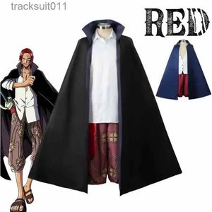 Anime Kostüme Anime One Piece Cosplay Red Hair Shanks Shirt Cosplay Come Cloak Jacke Kinder und Erwachsene Halloween ACGN Exhibition Cosplay L231027