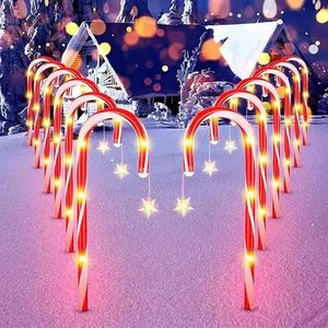 Other Event Party Supplies 2023 Outdoor Christmas Decorations Solar Candy Cane Lights Waterproof Led Garden Pathway Lawn Light Xmas Year s Decor 231027