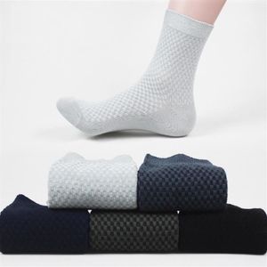 Män bambu fiber strumpor herrar andas komprimering lång affär casual manlig besättning strumpa vit svart grå sox soks män231i