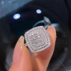 Size 6-10 Women Fashion Wedding Ring Sparkling Luxury Jewelry 925 Sterling Silver Pave White Sapphire CZ Diamond Gemstones Female 2351