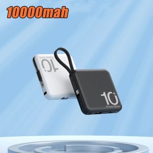 10000mAh Mini Güç Bankası Kablo Powerbank Taşınabilir Hızlı Şarj Cihazı İPhone 14 Pro Samsung Xiaomi Huawei için