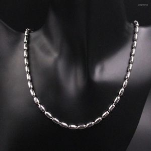 Chains S925 Sterling Silver 4mm Oval Bead Link Chain Elegant Necklace 17.7"L Stamp