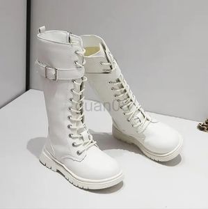 Boots Children's High Boots أحذية البراءة السوداء للطلاب السوداء 2023 أزياء الفتيات الشتاء العصرية أحذية الثلج أحذية الأطفال الأزياء الطويلة 231027