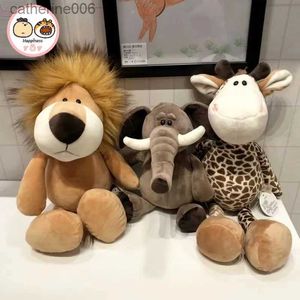 Stuffed Plush Animals Forest Brothers Doll Lion Tiger Elephant Giraffe Dog Plush Stuffed Toy Children's Doll Birthday Gift Jungle AnimalL231027