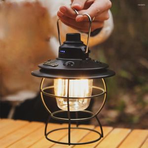 Taşınabilir Fenerler Vintage Dış Çadır Kampı Işık Şarj Edilebilir Kamp LED Aydınlatıcı Asma Taşıma Işıkları Çok Fonksiyonlu Gece Işığı