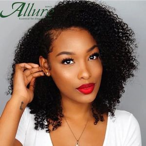 Synthetic Wigs Short Black Afro Kinky Curly Human Hair For Women Bob Lace Front Brown Burgundy With Highlights Allure 231027
