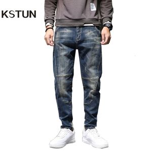 Erkekler hip hop sokak kıyafeti harem pantolon denim trousres gevşek fit retro mavi sokak patchwork erkek kot hombre