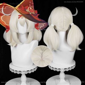 Catsuit Costumes New Skin Klee Genshin Impact Cosplay 42cm Short Milk White Heat Resistant Hair Anime Role Play Wigs + Wig Cap