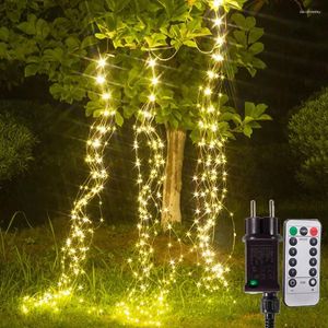 Saiten 3Pack 600 LED Weihnachten Kupferdraht Fee Lichterkette Baum Rebe Zweig Wasserfall Urlaub Vorhang Lampe Garten Dekor