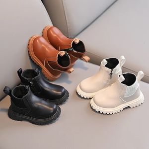 Botlar Sonbahar Bebek Deri Ayak Bileği Botları Kauçuk Slip Sole Sole Zip Tasarım Chelsea Botlar Çocuklar İçin Günlük Ayakkabılar Toddler Spor Kabar Sabahları 231026