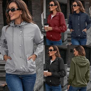 Giacche da donna Giacca a vento da donna Cappotto antipioggia leggero impermeabile Giacca sportiva con cappuccio da esterno