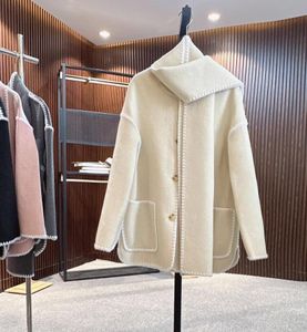 Двустороннее кашемировое пальто для женщин осенью и зимой - кашемировое двустороннее шерстяное пальто средней длины в новом стиле, пудровое.