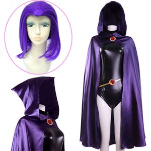 Catsuit Costumes 2021 New Adult Anime Titans Raven Costumes Jumpsuits Cloak Belt Party Halloween Fancy Ball Suit Cosplay Wigs