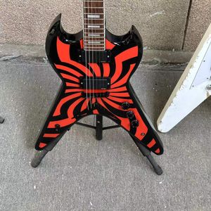 Personalizado forma especial vermelho zakk mogno corpo jacarandá guitarra elétrica frete grátis