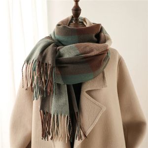 Scarves 2023 Women Thick Warm Scarf For Autumn Winter Fashion Men Neckerchief Windproof Head Plaid Tassels Shawl Korean 231026