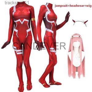 Anime kostymer anime älskling i Franxx 02 noll två 3D -utskrift cosplay kommer för kvinnor halloween come wig bodysuit zentai kostym l231027