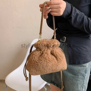 Totes 2023 Women's Luggage Luxury Drawstring Handbag Versatile Soft Mist Bag Winter Bucket Bagstylishhandbagsstore