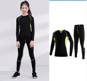 2023Children's tight fitting training suit, boys and girls' sports suit, running fitness suit, basketball, football, roller skating, and quick drying clothes006