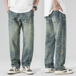 Мешковатые широкие брюки, повседневные джинсы большого размера для мужчин, одежда свободного покроя, уличная одежда, винтажные мужские джинсовые брюки, новинка