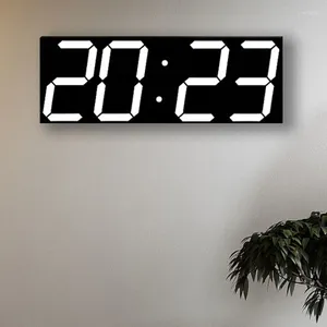 Väggklockor wifi rektangel klocka kontor digital ledtemperatur estetisk bluetooth kalender battery horloge hem design