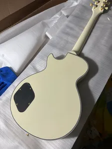 Chitarra elettrica personalizzata, piastra per dito ebano + rilegatura della piastra per le dita, bianco latte, accessori in oro, consegna rapida