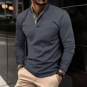 Camisas casuais masculinas moda masculina de manga comprida camisa polo gola cor camiseta negócios anti rugas rua casual respirável topo 231027