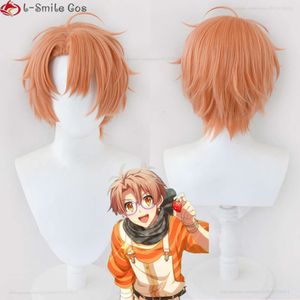 Costumi Catsuit Anime Idolish7 Izumi Mitsuki Breve Arancione Chiaro Capelli Sintetici Halloween Party Parrucche Cosplay + Protezione Della Parrucca