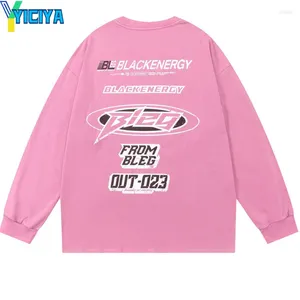 Koszulki damskie T-shirt Yiciya Pink Racing Car Winter unisex strój koreańsko-mody najlepsze kobiety długie rękawy TEES Y2K 90S