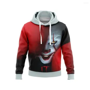 Herr hoodies harajuku vår och hösten 2023 tunn långärmad hoodie kvinnors 3D clownkort tryckt tröja