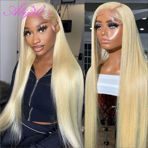 Synthetische Perücken Blonde Lace Front Perücke Echthaar 613 HD Transparent 13x4 13x6 Gerade Frontal Für Frauen 4x4 Verschluss Tiefer Teil 231027