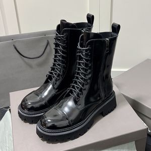 Winter New Boots Famous Women Designer Brand Motorcycle Boots Genuine Leather Round Head Double Zipper Thick Sole Increase Nonslides Short Barrel Ladies Boot