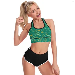 Yoga outfit Green Hive Sport Bra Hexagons Design U Neck Active Push Up Raceback Crop Bras Gym Gymble Top For Women