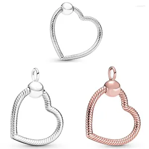 Pietre preziose sciolte Autentico argento sterling 925 Rose Moment Piccolo cuore d'amore Corona O Ciondolo Collana con perline e bracciale