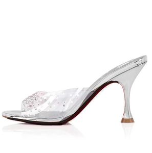 ニュースサマーブランド女性デザイナーサンダルラグジュアリーレッドハイヒールミードリーストラスMovida Sabina Shoes Degramule Strass Patent Leath