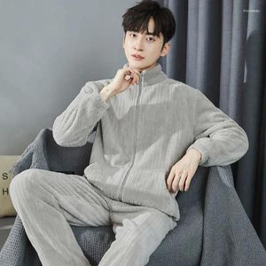 Indumenti da notte da uomo 2024 Pigiama Abbigliamento esterno Velluto corallo Homewear Autunno Inverno Cerniere Bello Flanella Set di abbigliamento per la casa