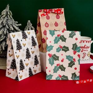 Present Wrap 8pcs 12st Kraft Paper Candy Cookie Bag Santa Claus Snowman Christmas Packing Väskor Xmas Navidad Party Decor Supplies 231027