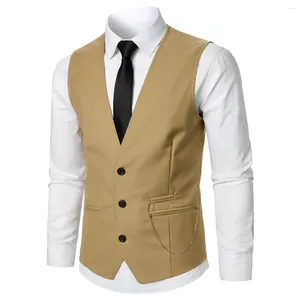 Chalecos para Hombre Chaleco De Traje Informal De Negocios Estilo Británico Chaleco De Color Sólido Banquete Boda Actuación Charla Social