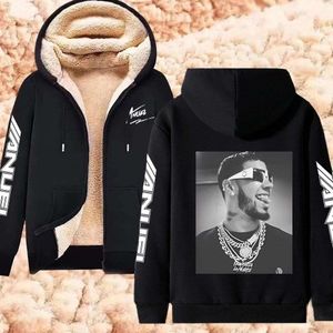 Толстовки с принтом Anuel AA Real Hasta La Muerte, повседневные куртки на молнии, утепленная овечья шерсть, мужская и женская одежда, одежда больших размеров Y K