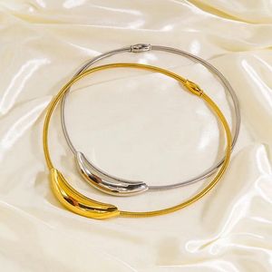 Gargantilha declaração metal curvo tubo elástico colar corrente titânio aço colar sem desbotamento fecho magnético jóias vintage presentes