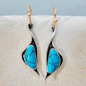 Dangle Earrings Creative Cygnet Inlaid Turquoiseヨーロッパとアメリカの高級メッキ925古代シルバー14Kゴールドファッションジュエリー