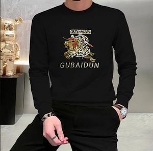 New spring Men's Embroidered sequins horse Men slim fit Long Sleeve orange T-shirt Round Neck boys Personalized cool Fashion Brand bottom shirts